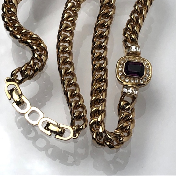 VTG 80s CHRISTIAN DIOR AMETHYST CRYSTAL NECKLACE - Picture 13 of 16
